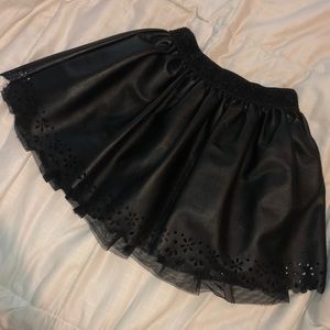 black faux leather skirt